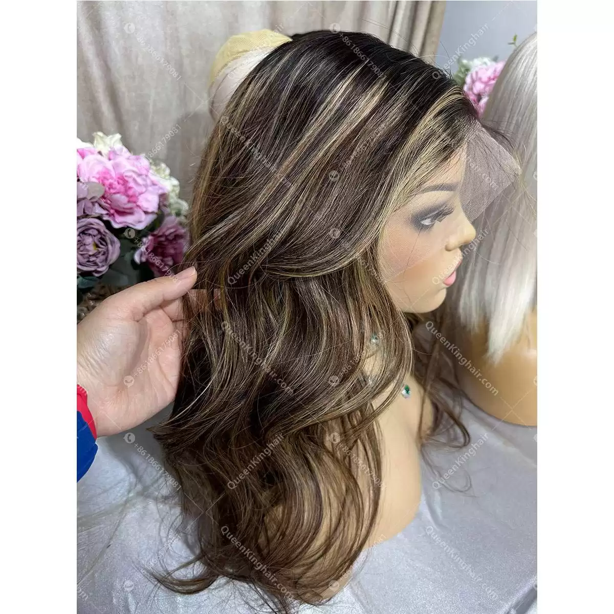 Ombre Balayage Custom Color 3 Tone Transparent Lace Small knots LaceFrontWig 150%Density Wavy