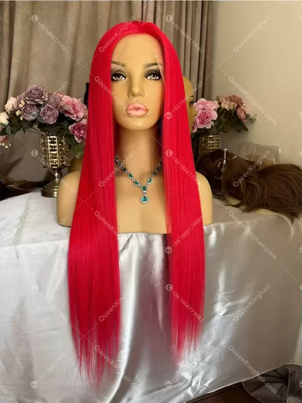 28 inches  Fire Red Virgin Hair 250% density 360 wig transparent lace Large cap