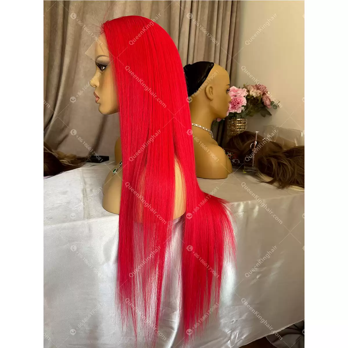 28 inches  Fire Red Virgin Hair 250% density 360 wig transparent lace Large cap