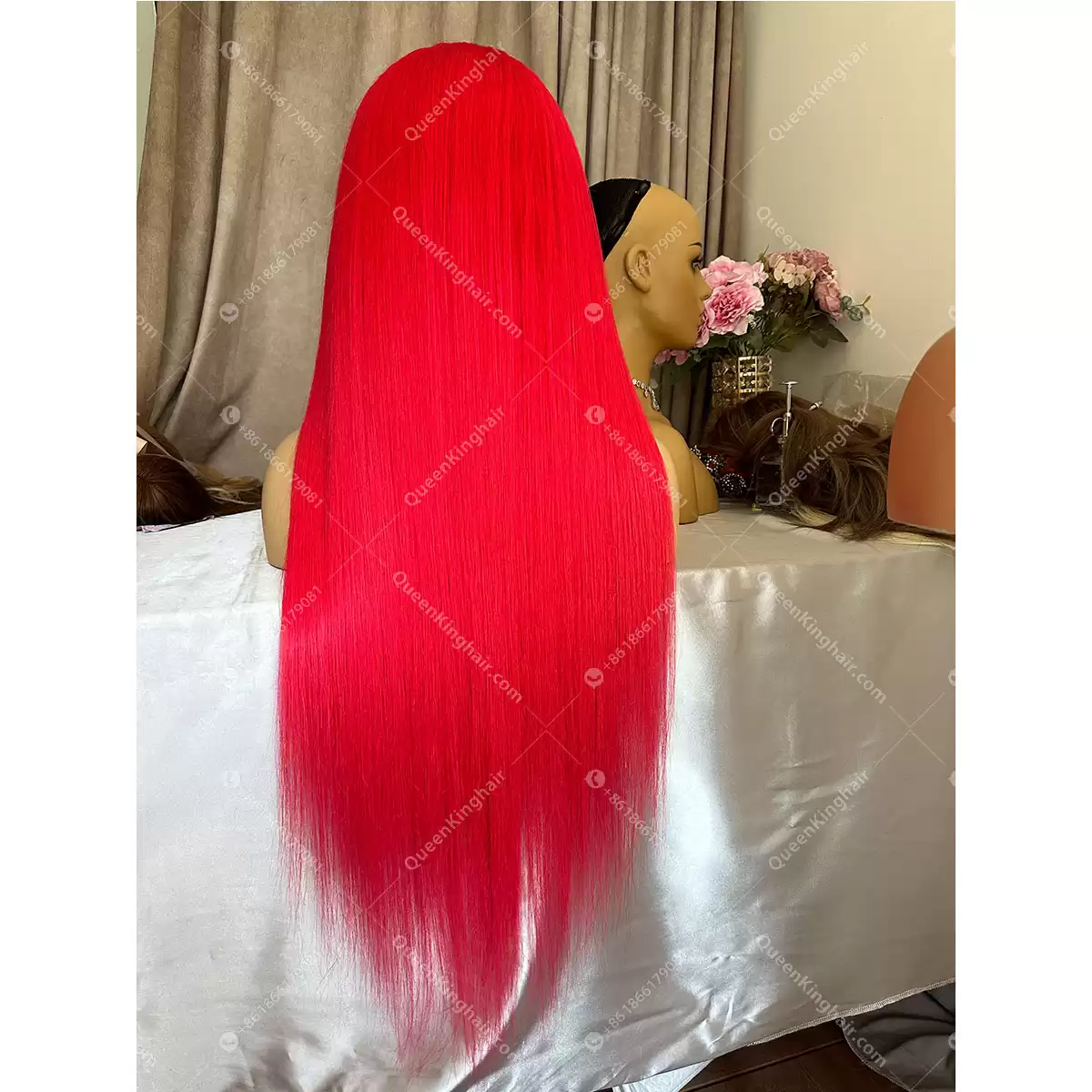28 inches  Fire Red Virgin Hair 250% density 360 wig transparent lace Large cap