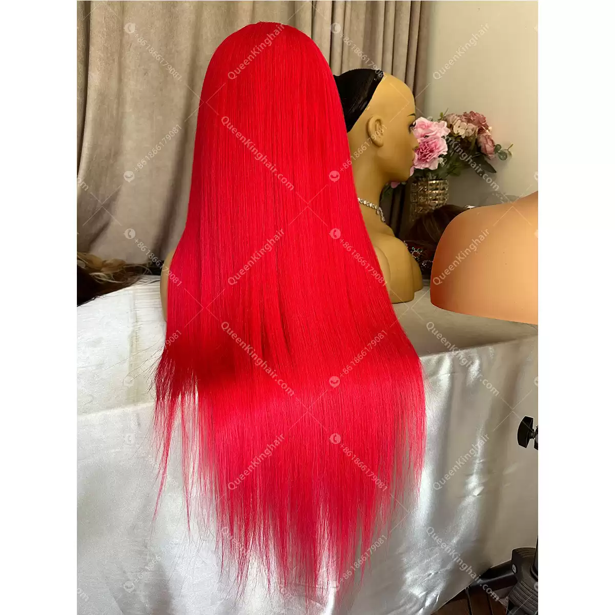 28 inches  Fire Red Virgin Hair 250% density 360 wig transparent lace Large cap