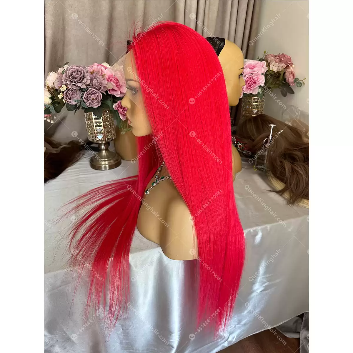 28 inches  Fire Red Virgin Hair 250% density 360 wig transparent lace Large cap