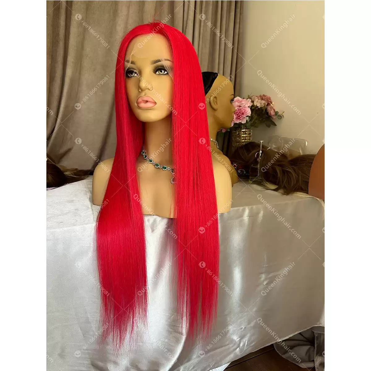 28 inches  Fire Red Virgin Hair 250% density 360 wig transparent lace Large cap