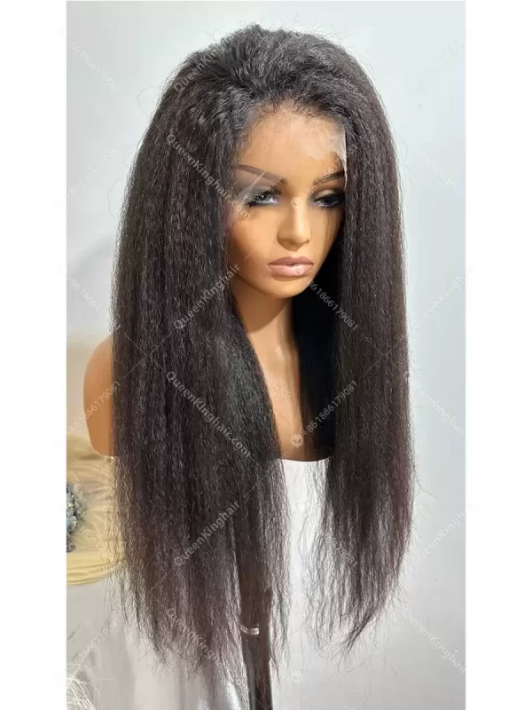 22 inches full Hd lace virgin hair 180% density natural color preplucked hairline kinky straight