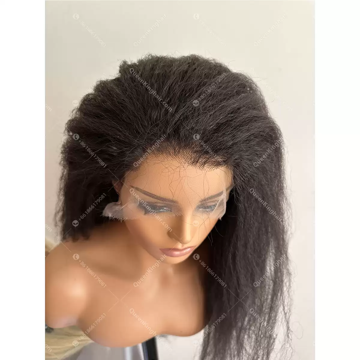 22 inches full Hd lace virgin hair 180% density natural color preplucked hairline kinky straight