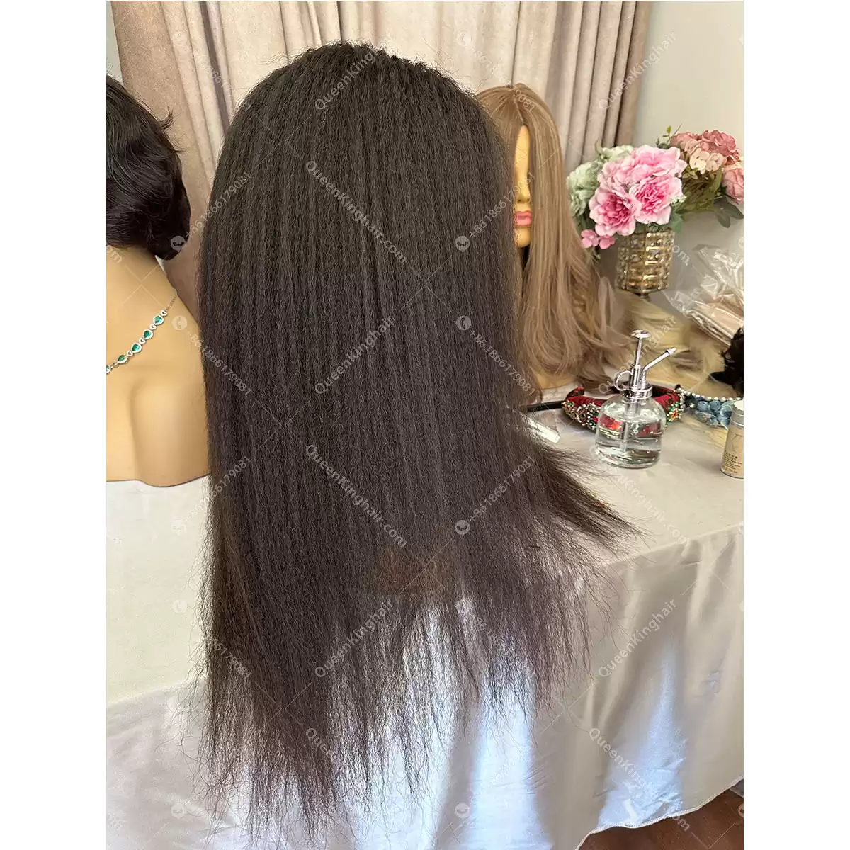 22 inches full Hd lace virgin hair 180% density natural color preplucked hairline kinky straight