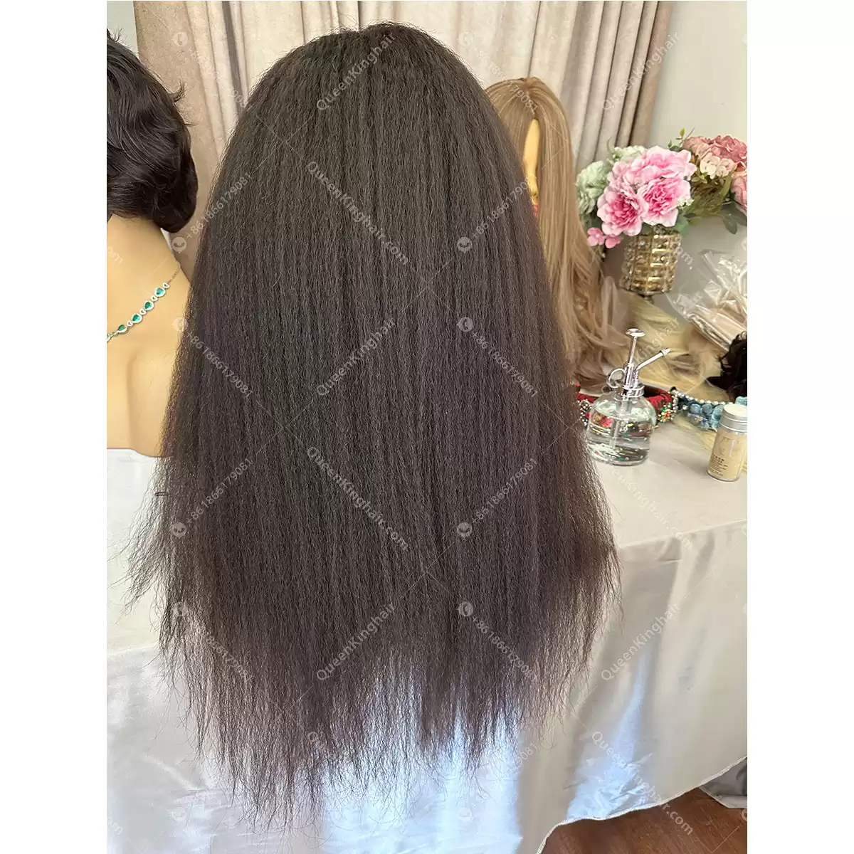22 inches full Hd lace virgin hair 180% density natural color preplucked hairline kinky straight