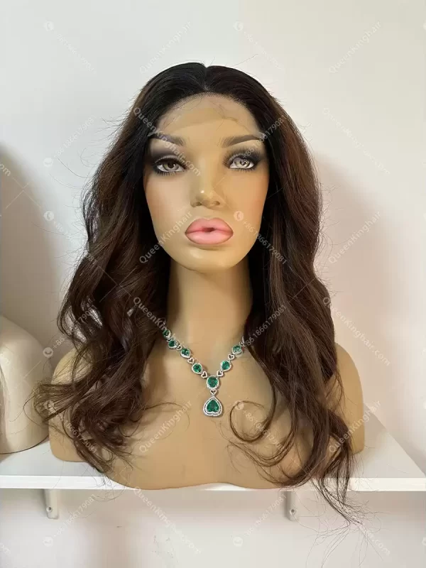 18 inches 5x5 Brunette color 180% density body wave medium size transparent lace