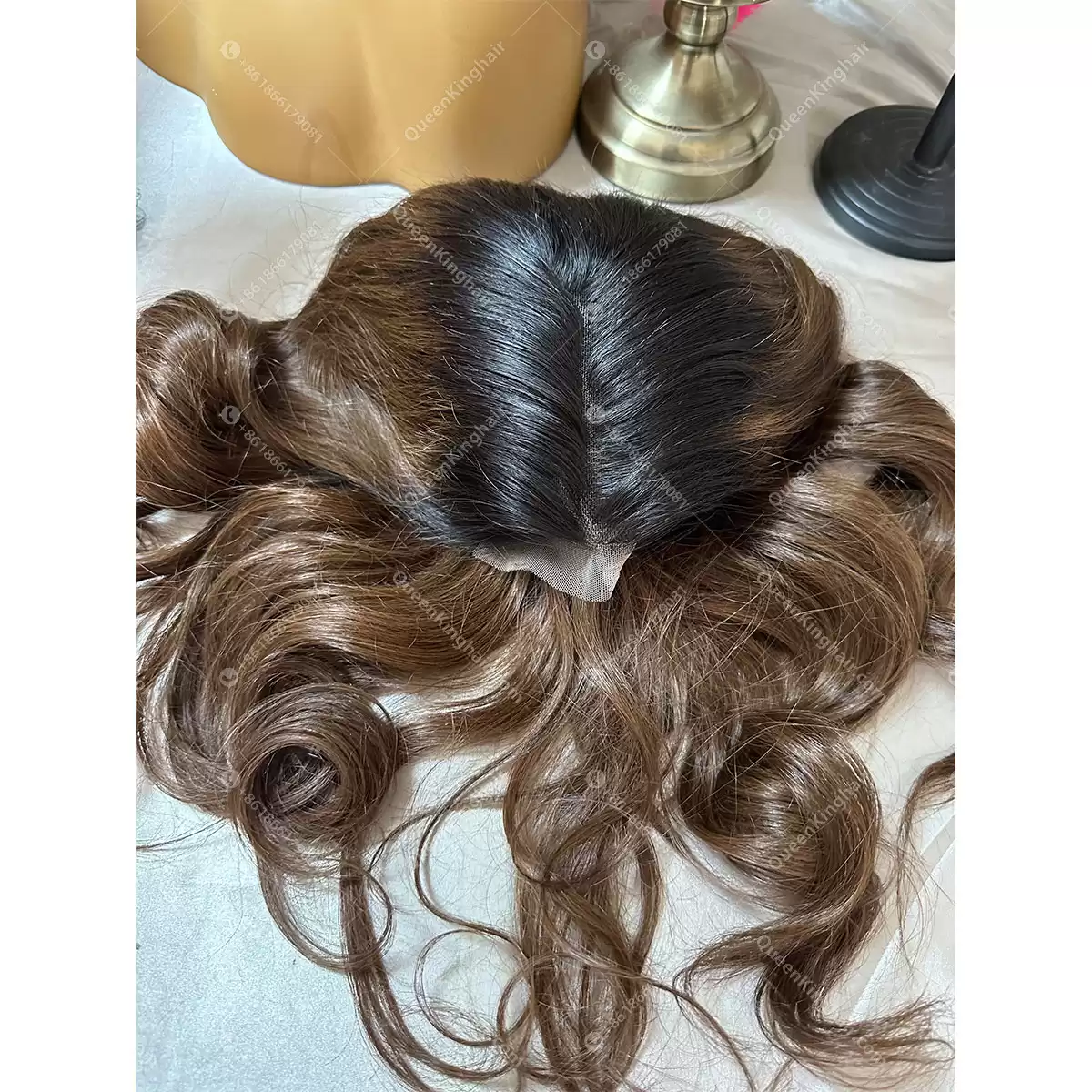 18 inches 5x5 Brunette color 180% density body wave medium size transparent lace