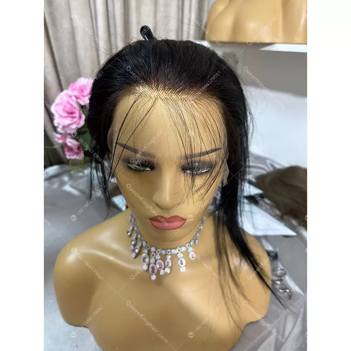 30 inches full Hd lace wig jet black double drawn virgin hair