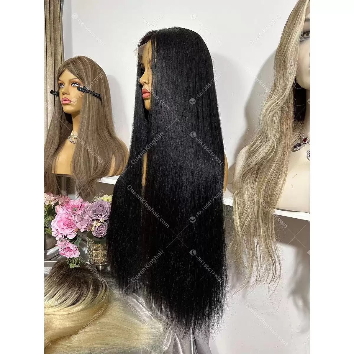 30 inches full Hd lace wig jet black double drawn virgin hair