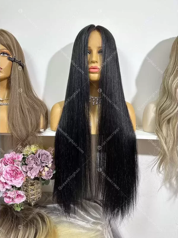 30 inches full Hd lace wig jet black double drawn virgin hair
