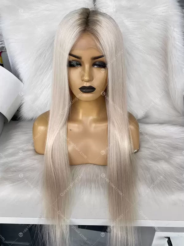28 inches virgin hair ombré white blonde 150% density 13x6 free shipping transparent lace