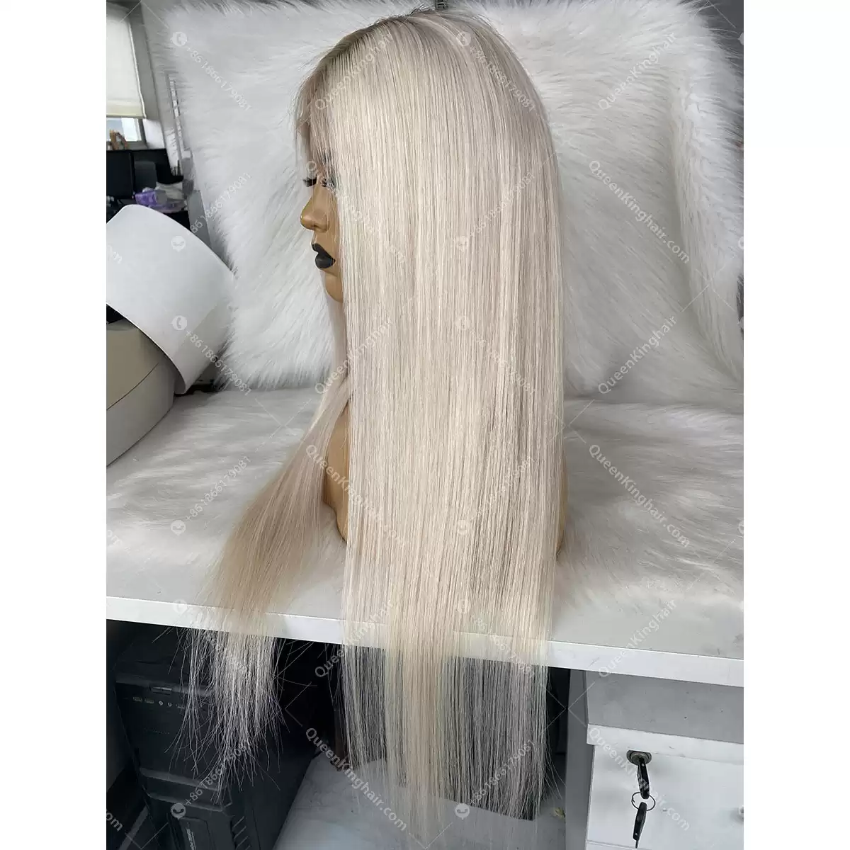1685679362-06 28 inches virgin hair ombré white blonde 150% density 13x6 free shipping transparent lace