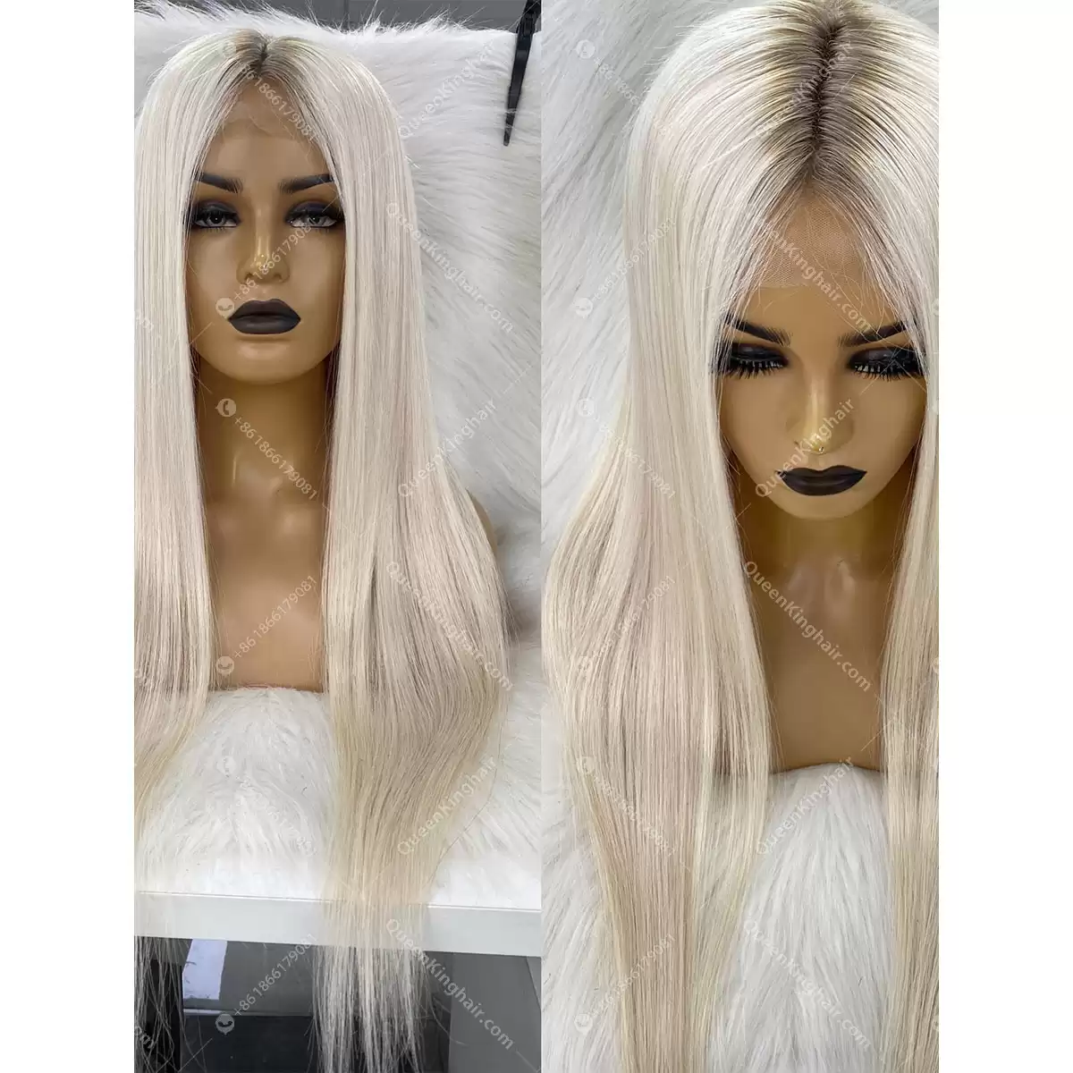 1685679389-08 28 inches virgin hair ombré white blonde 150% density 13x6 free shipping transparent lace