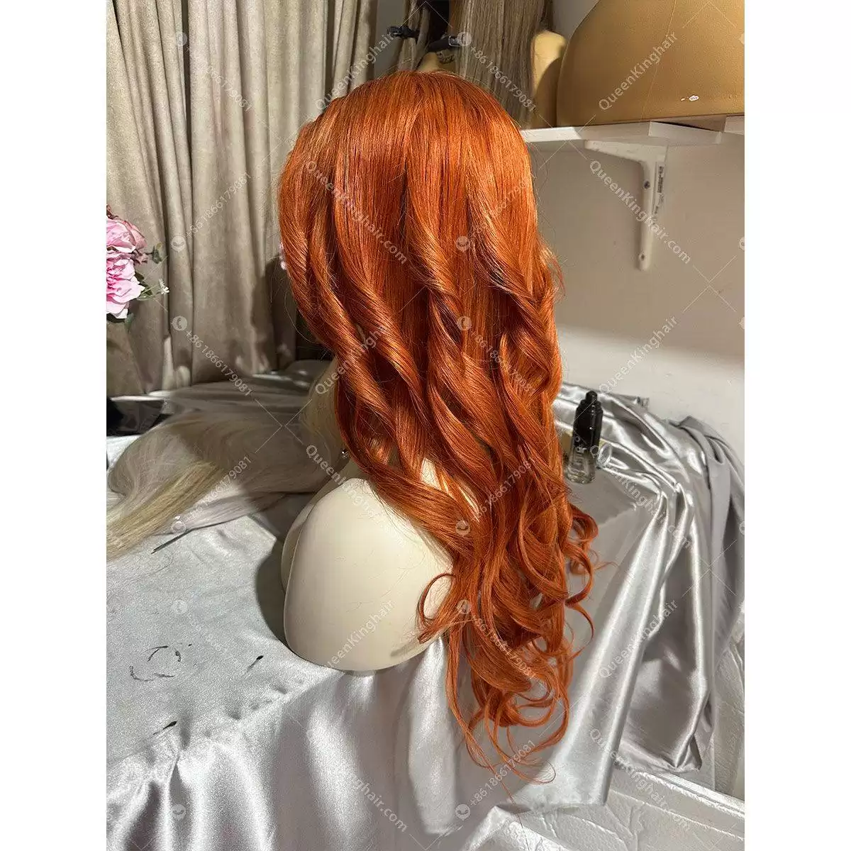 26 inches 13x6 150% density ginger hair transparent lace wavy