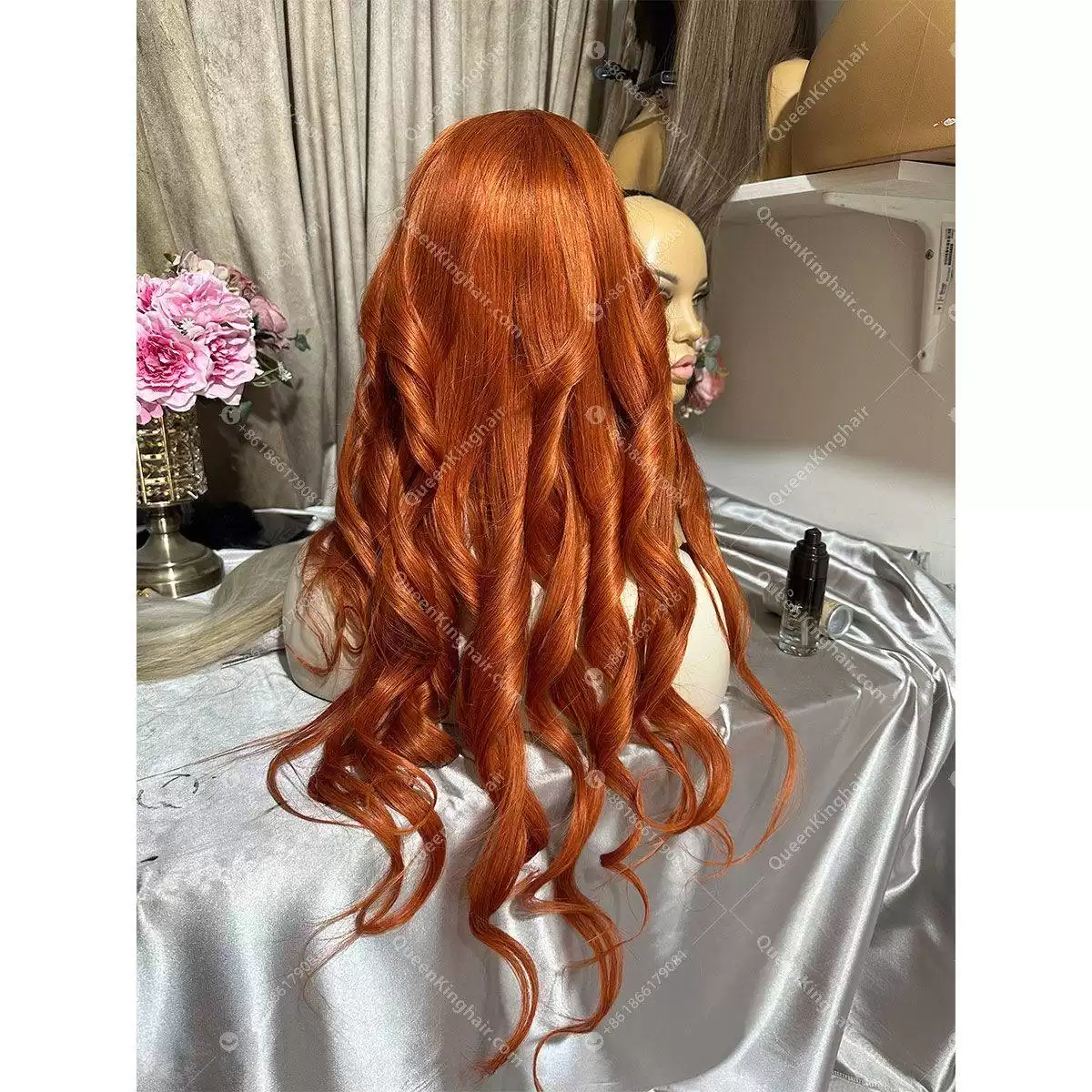 26 inches 13x6 150% density ginger hair transparent lace wavy