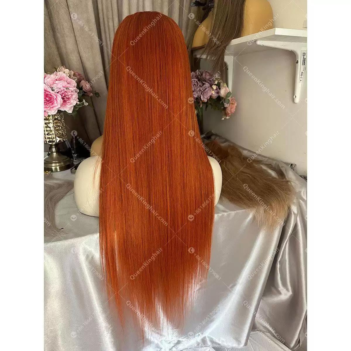 26 inches 13x6 150% density ginger hair transparent lace straight