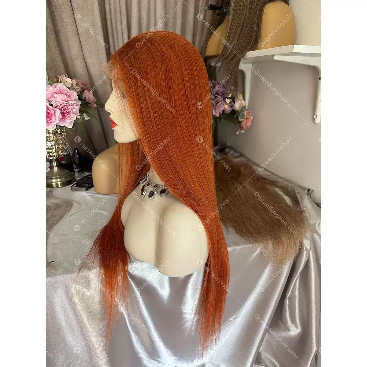 26 inches 13x6 150% density ginger hair transparent lace straight