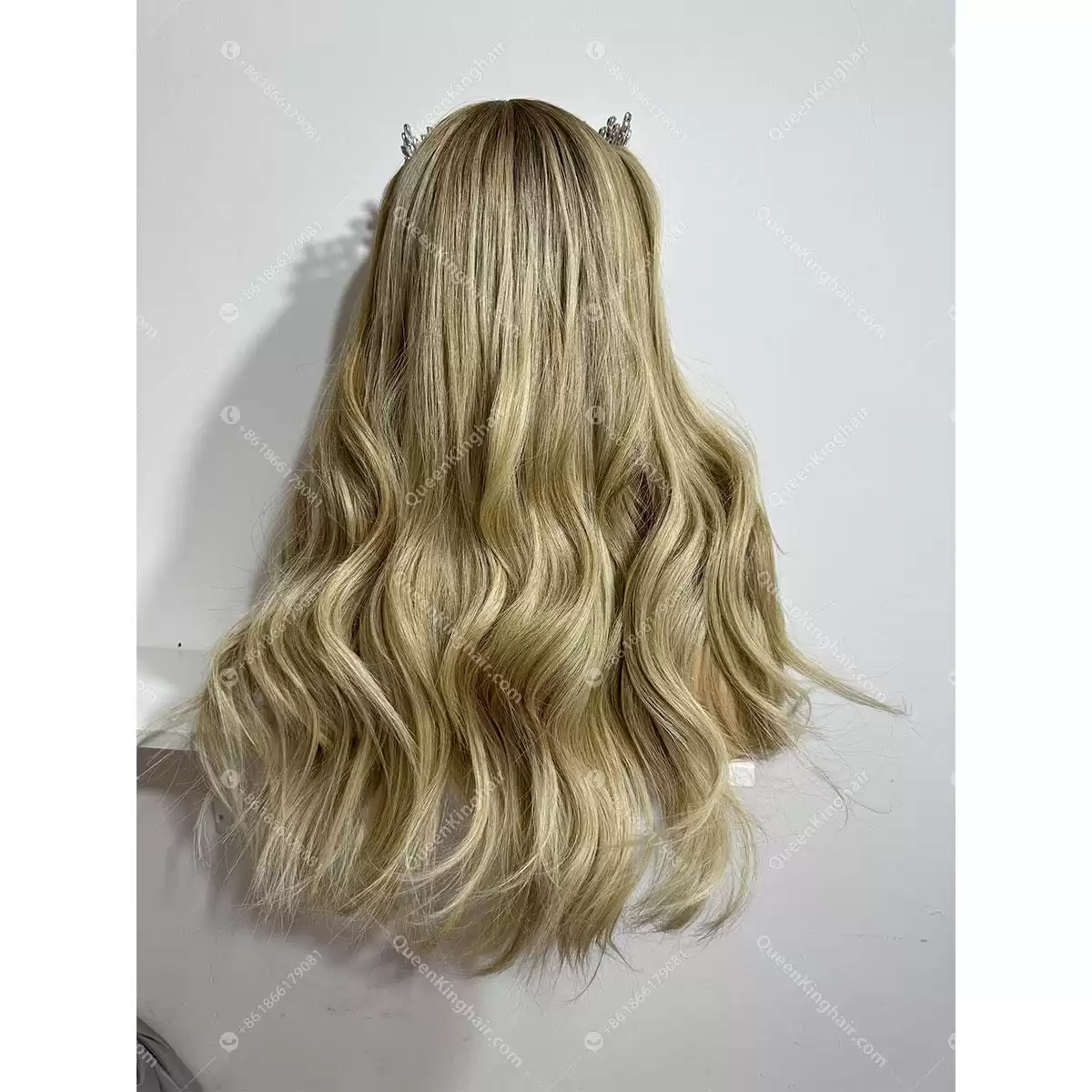 24 inches double drawn European virgin hair Jewish wig silk base blonde balayage