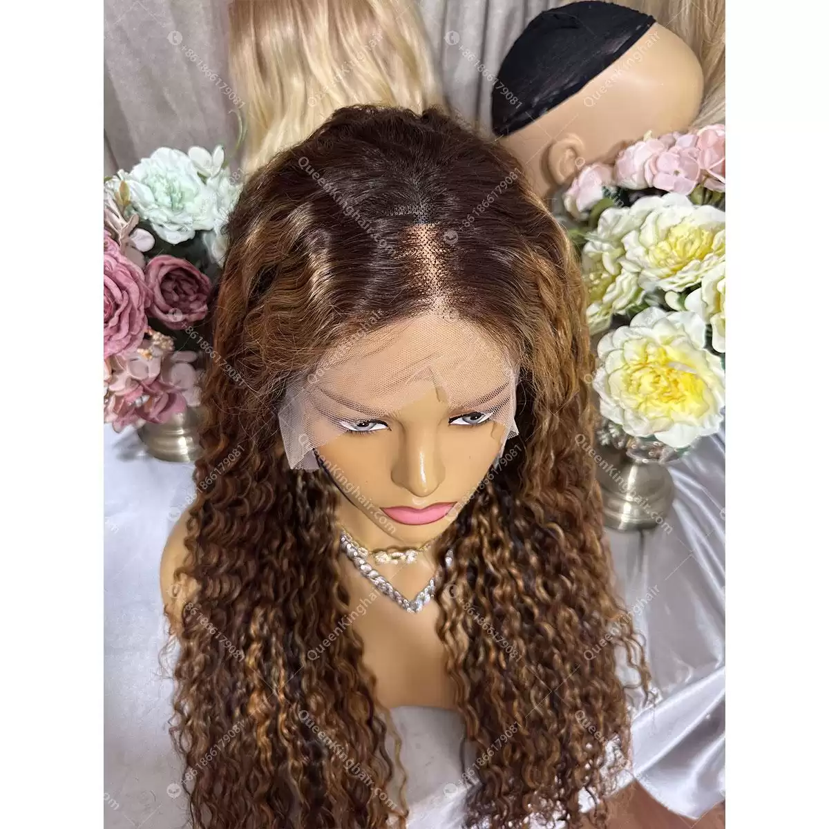26 inches 13x6 180% density transparent lace ombré lowlights dark brown base with honey blonde highlights remy hair