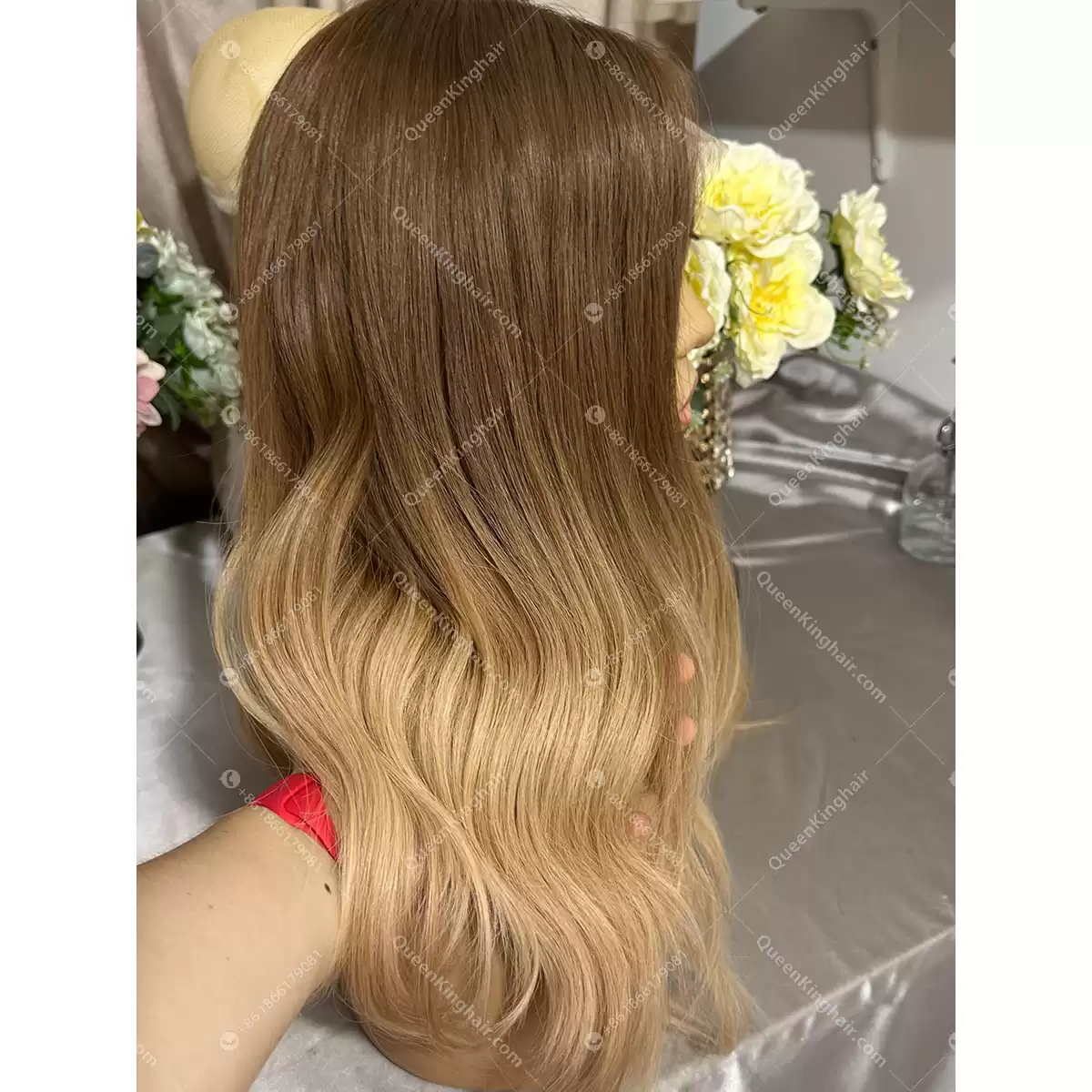 18 inches 13x6 transparent lace double drawn virgin hair ombré blonde brunette roots