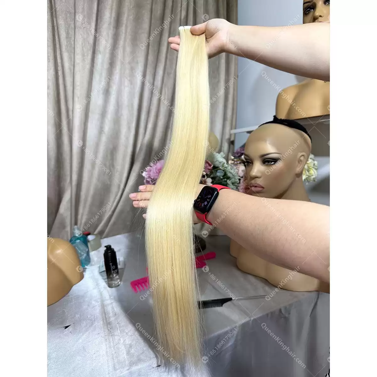 1691145712-01 Virgin hair 100 grams 613 Tape in hair extensions