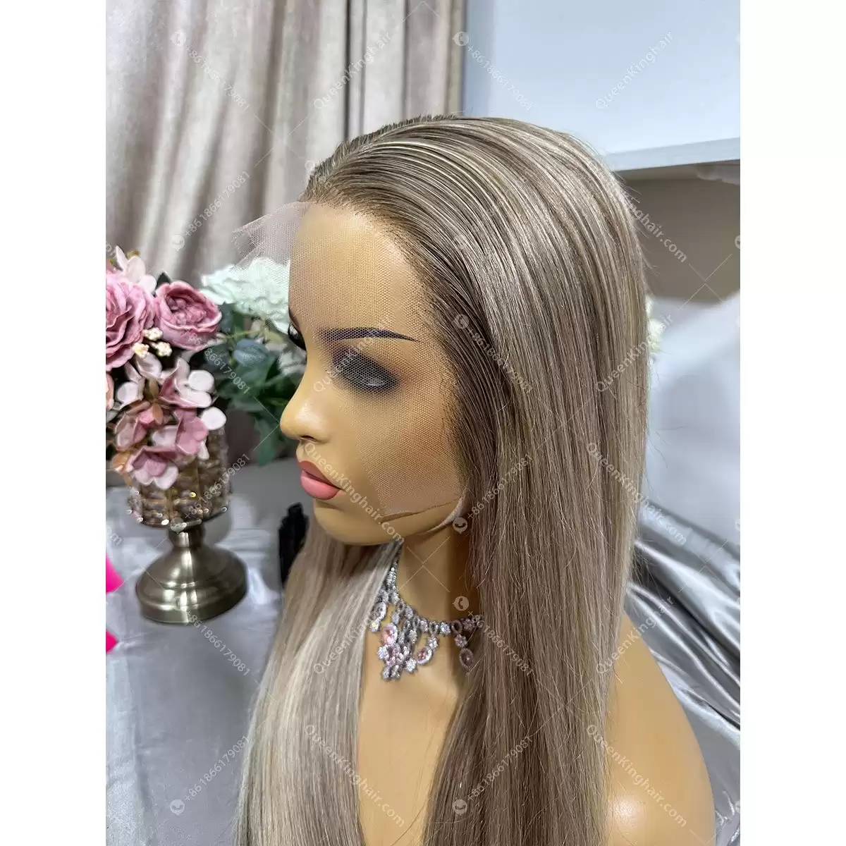 28 inches Blair 13x6 Hd lace 450 grams hair super full density ashy brown with blonde balayage
