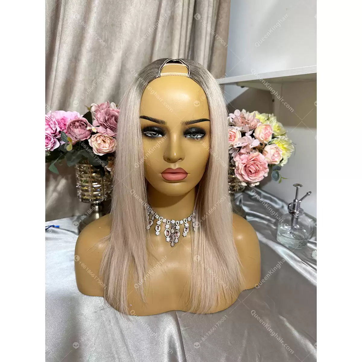 12 inches U part wig ombré ashy blonde 150 grams