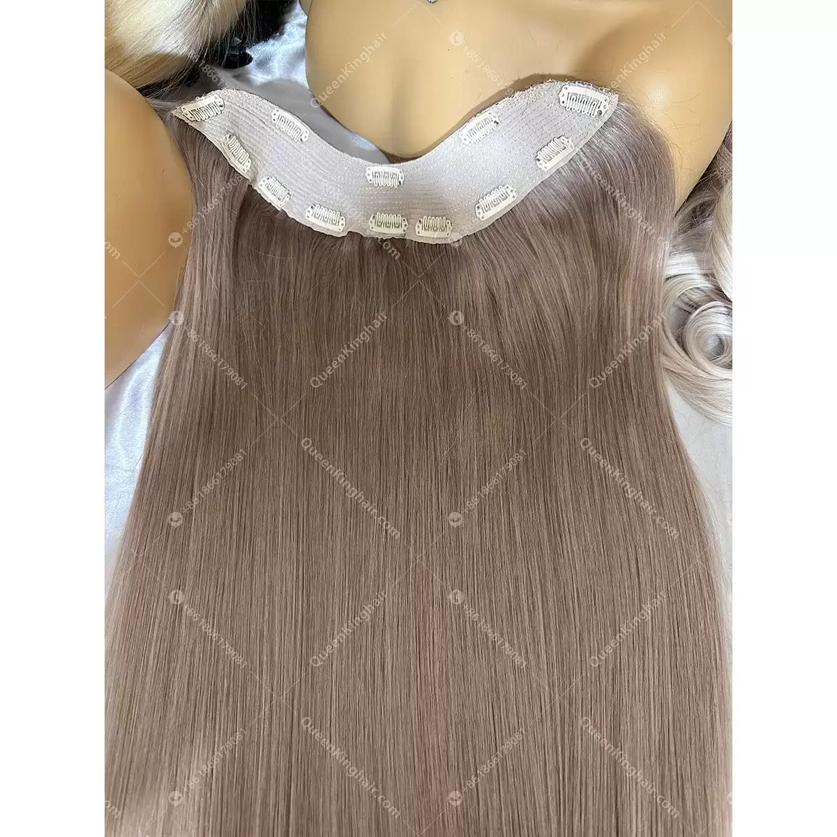 30 inches 200 grams ashy blonde clip in hair extensions