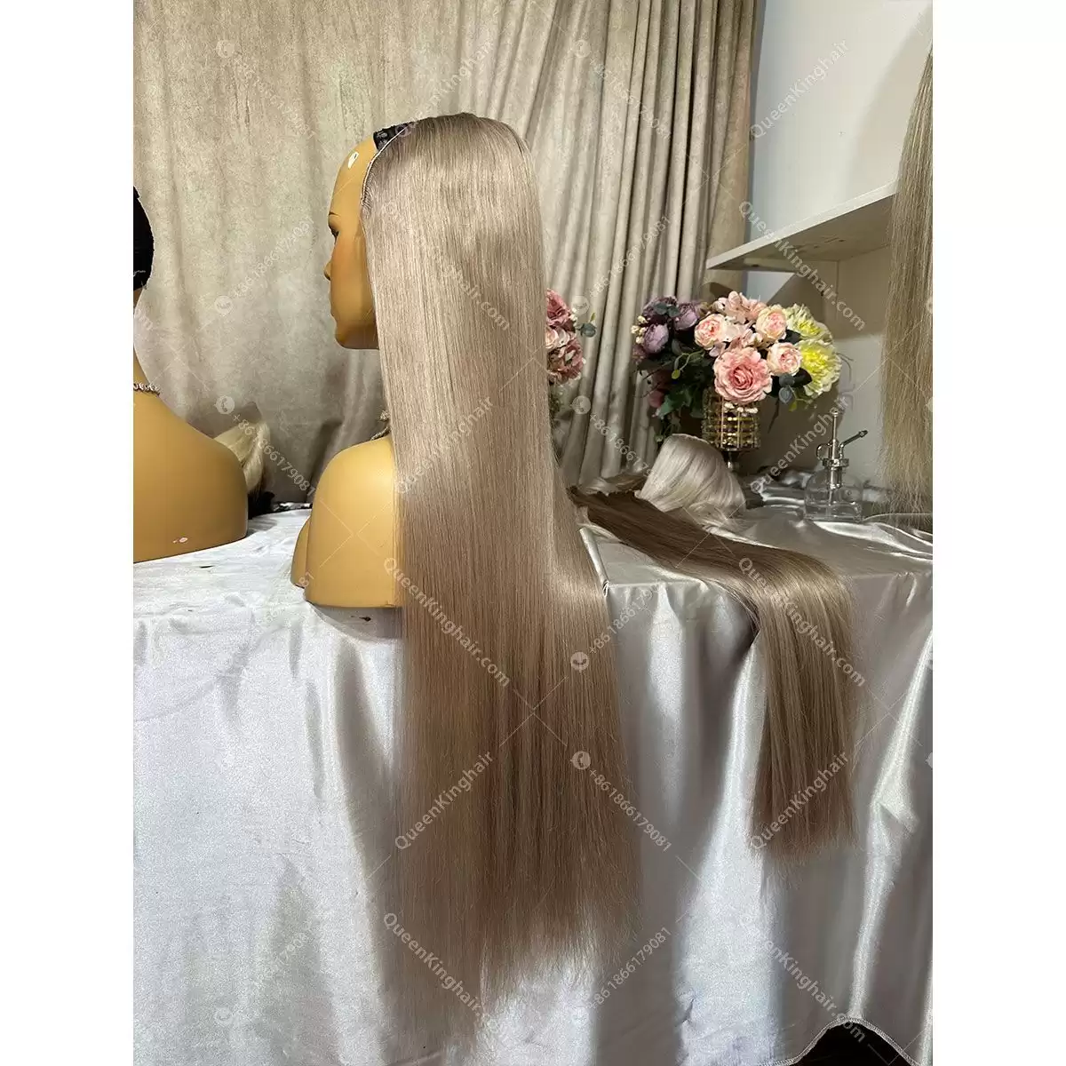 30 inches 200 grams ashy blonde clip in hair extensions