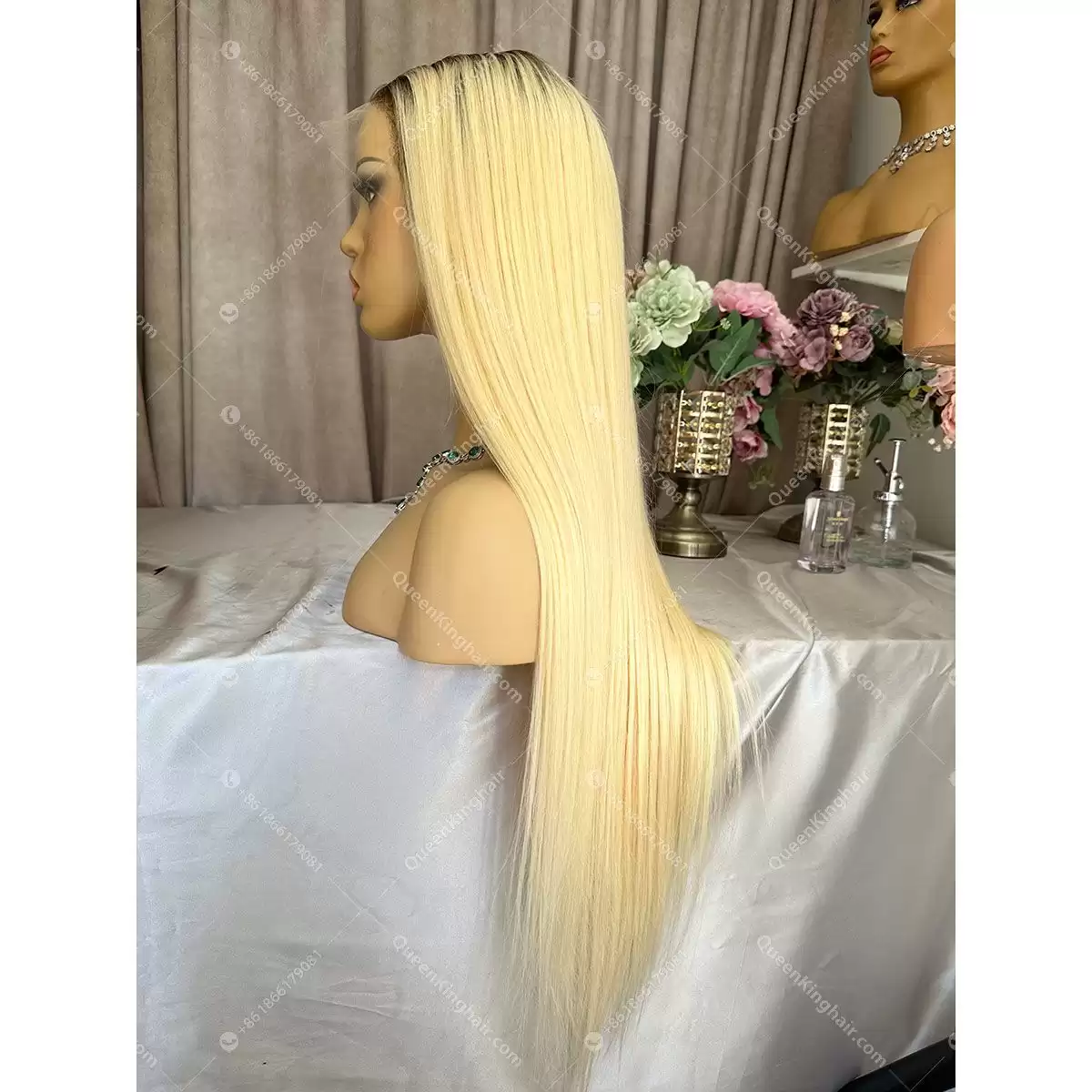 28 inches 13x6 Hd lace 250% density ombré blonde ashy brown roots