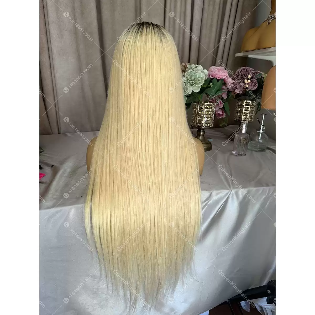 28 inches 13x6 Hd lace 250% density ombré blonde ashy brown roots