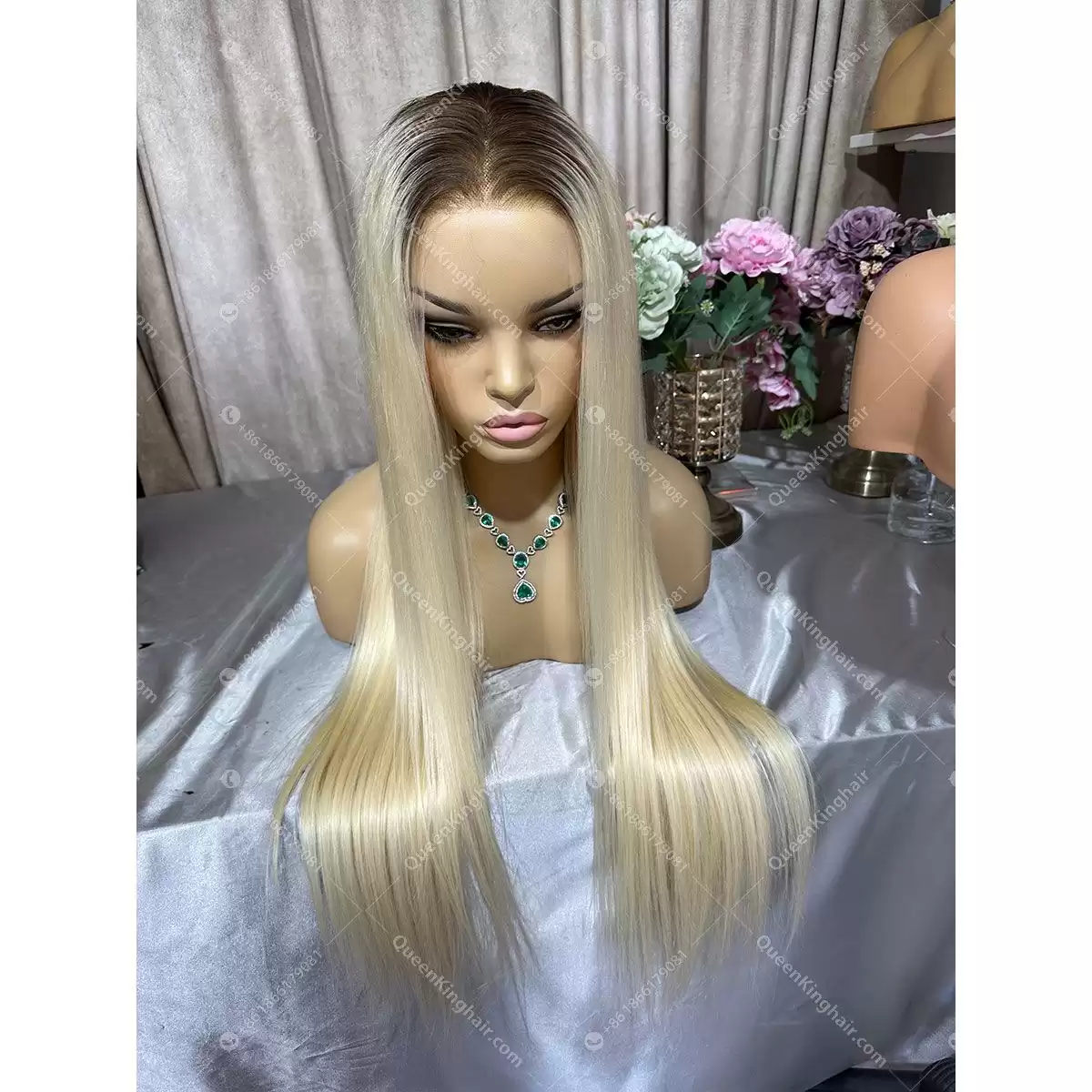 28 inches 13x6 Hd lace 250% density ombré blonde ashy brown roots