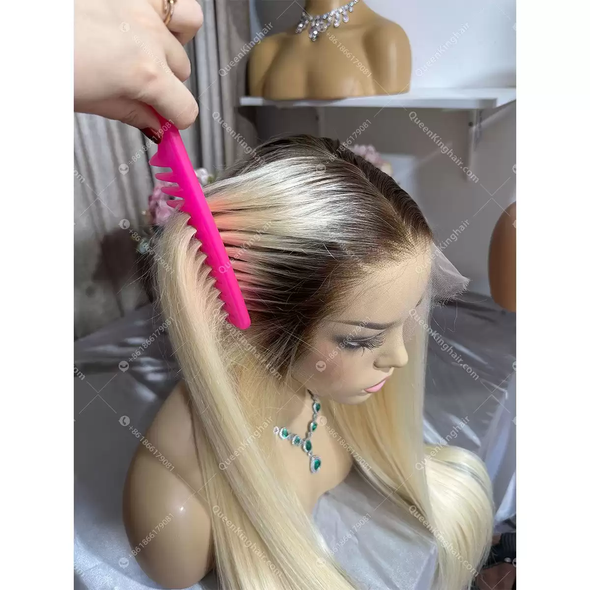 28 inches 13x6 Hd lace 250% density ombré blonde ashy brown roots