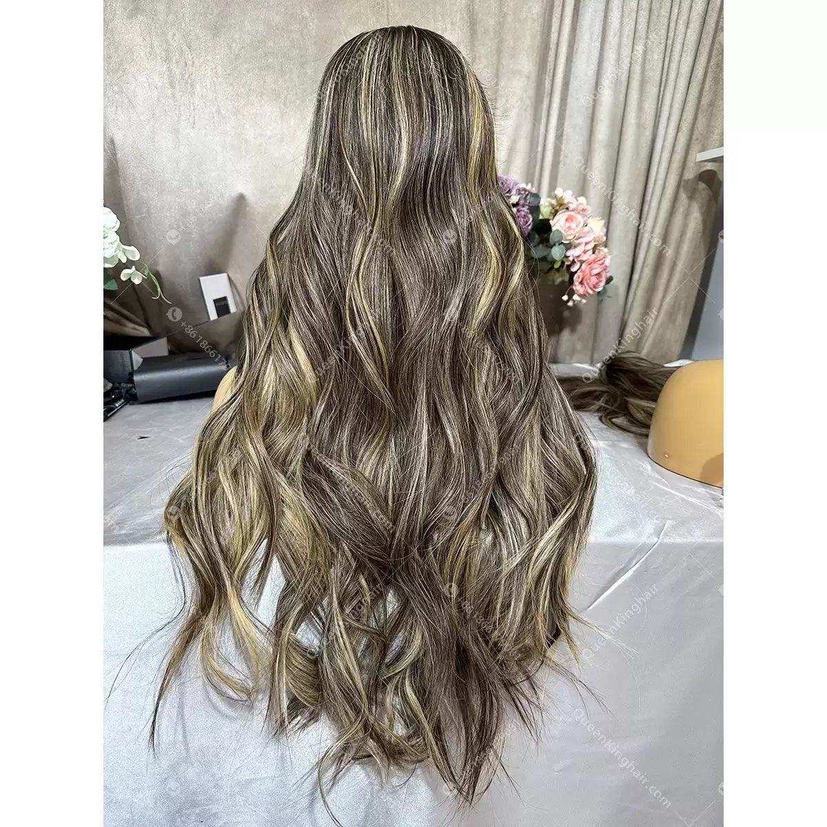 24 inches double drawn virgin hair 13x6 Hd lace brunette color natural balayage