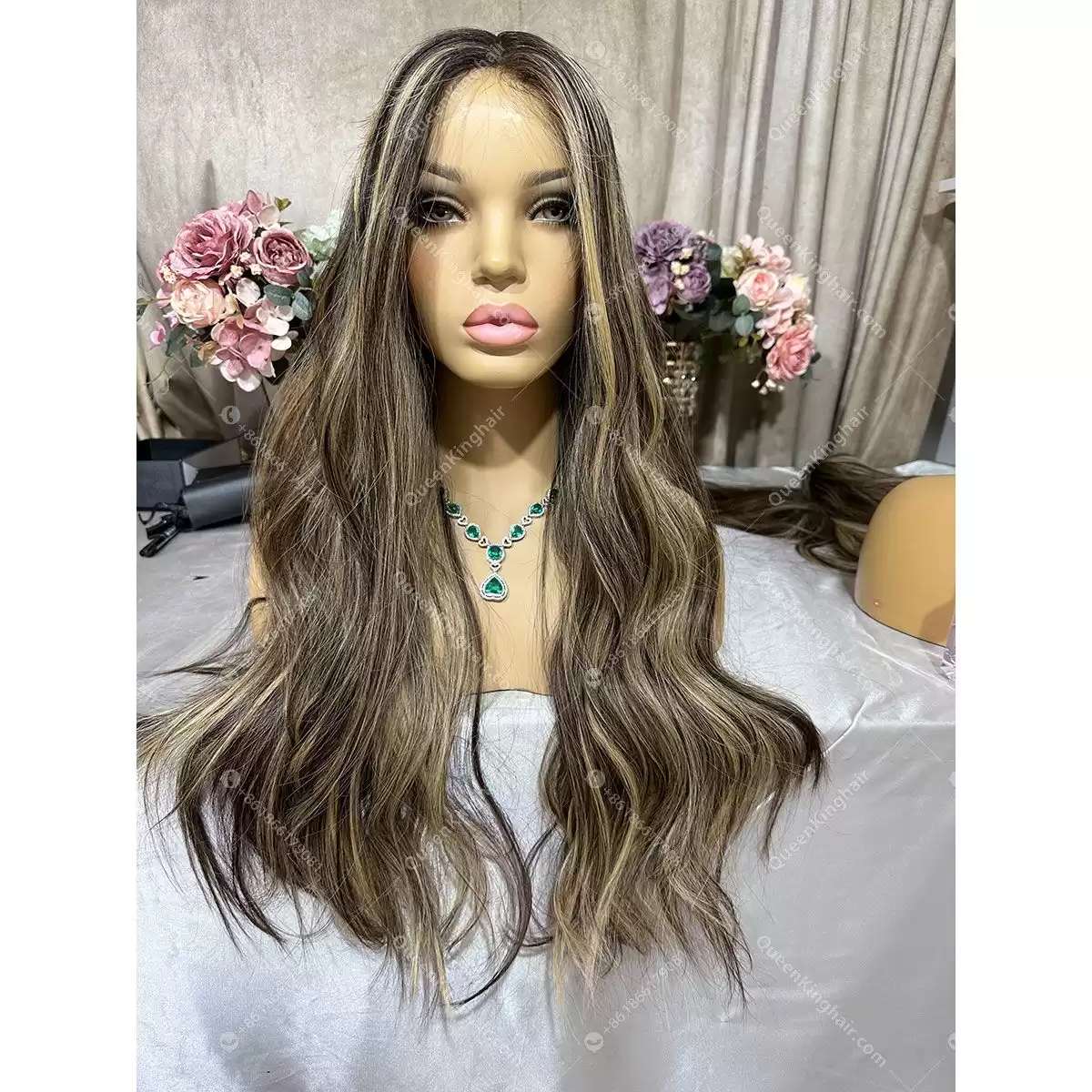 24 inches double drawn virgin hair 13x6 Hd lace brunette color natural balayage
