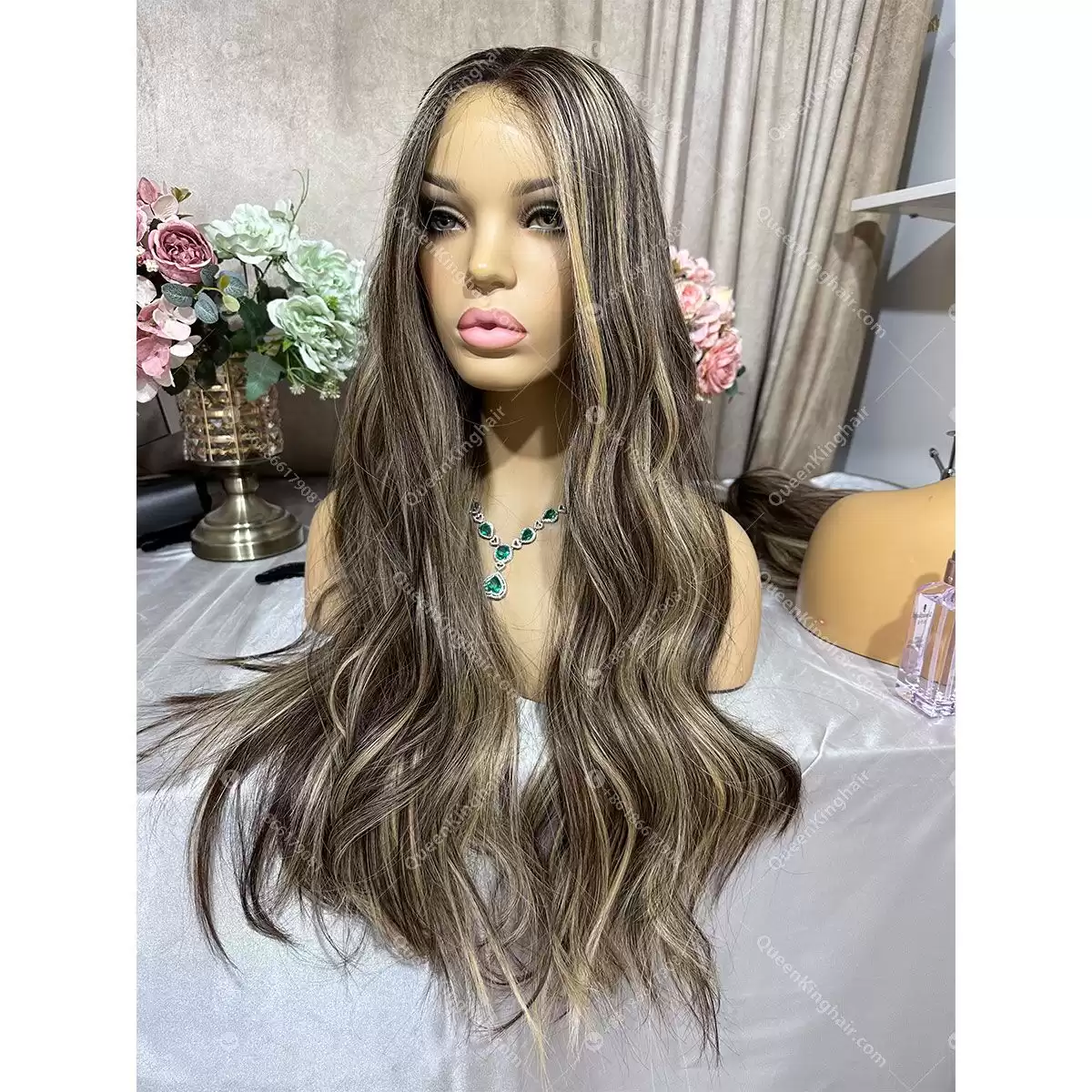 24 inches double drawn virgin hair 13x6 Hd lace brunette color natural balayage