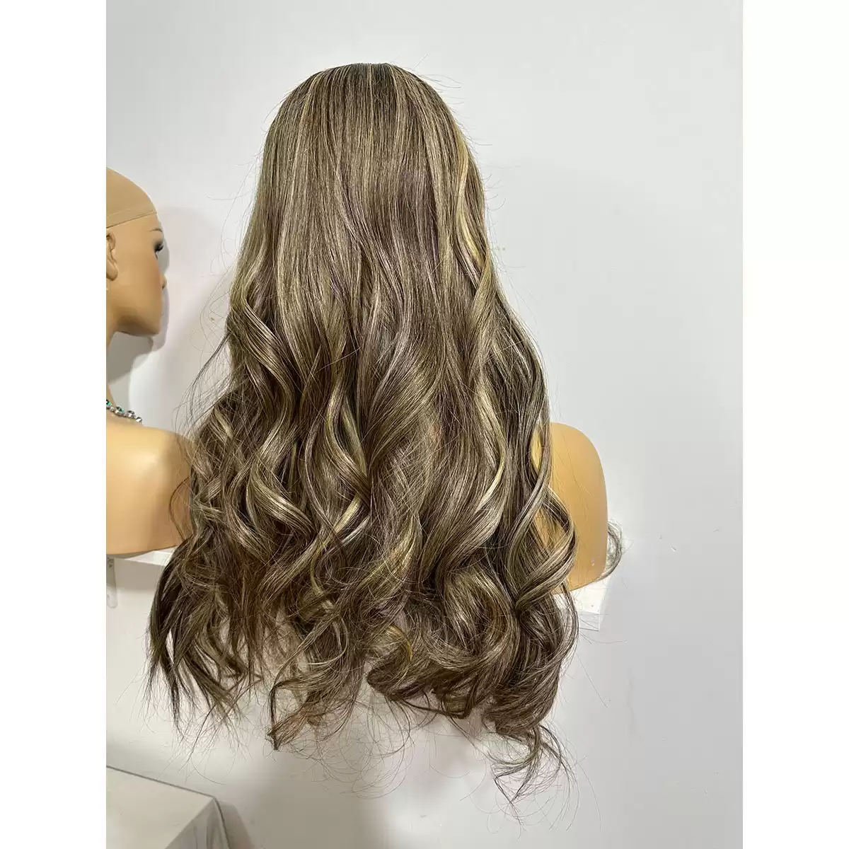 24 inches 13x4 Hd lace double drawn virgin hair brunette color dark brown with blonde balayage