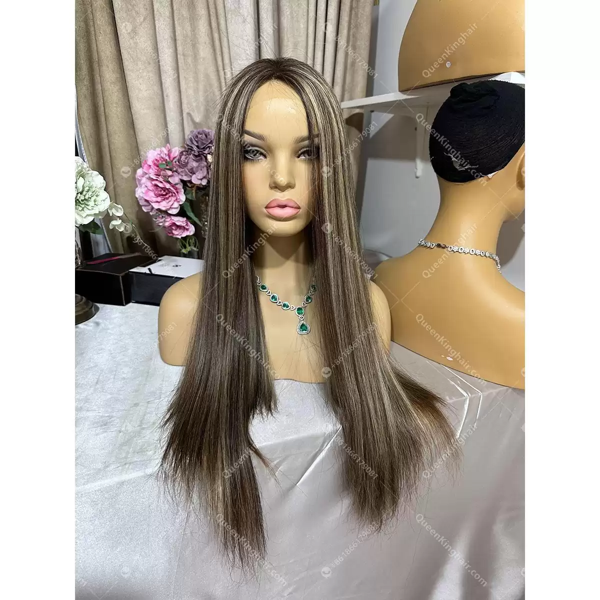 24 inches double drawn virgin hair 13x4 Hd lace brunette color natural balayage