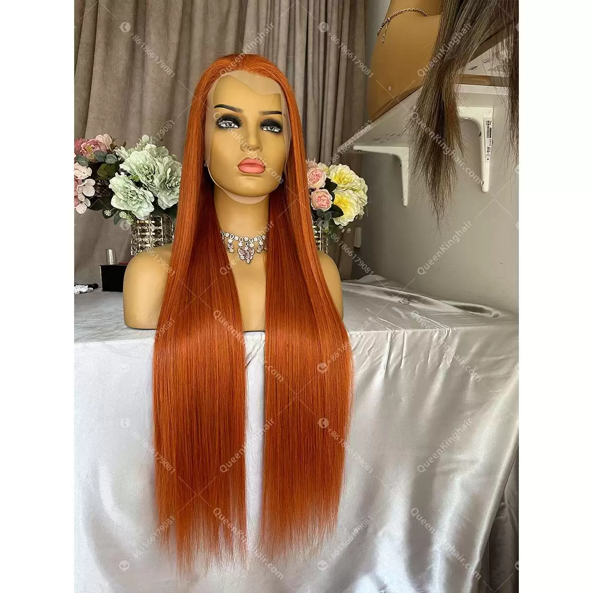 30 inches 13x6 transparent lace 250% density Ginger color hair