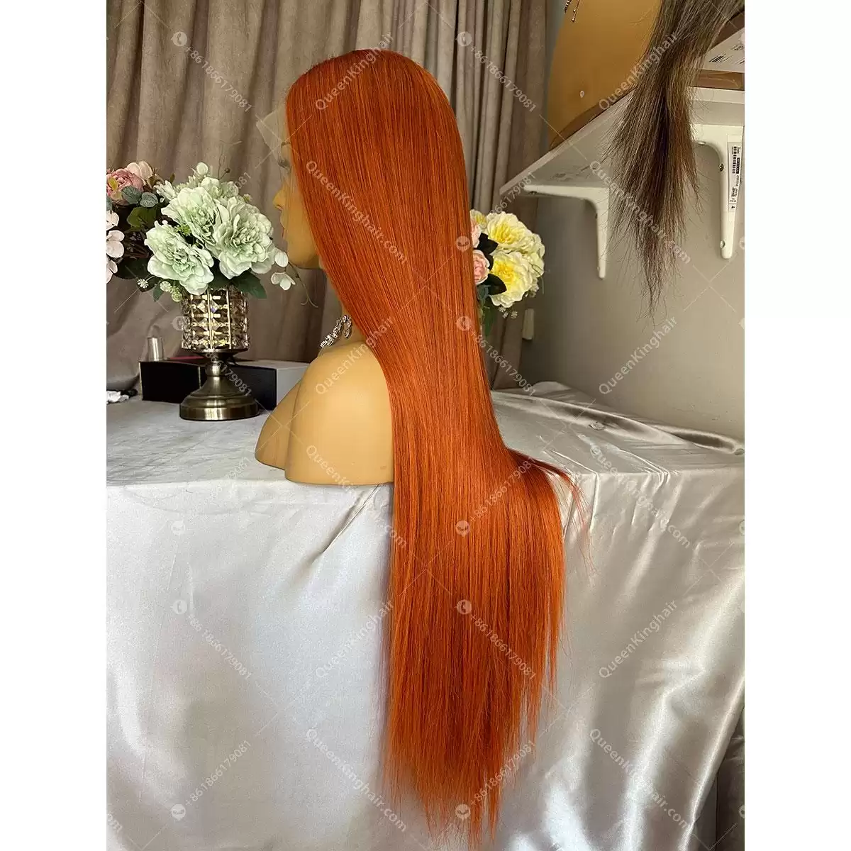 30 inches 13x6 transparent lace 250% density Ginger color hair