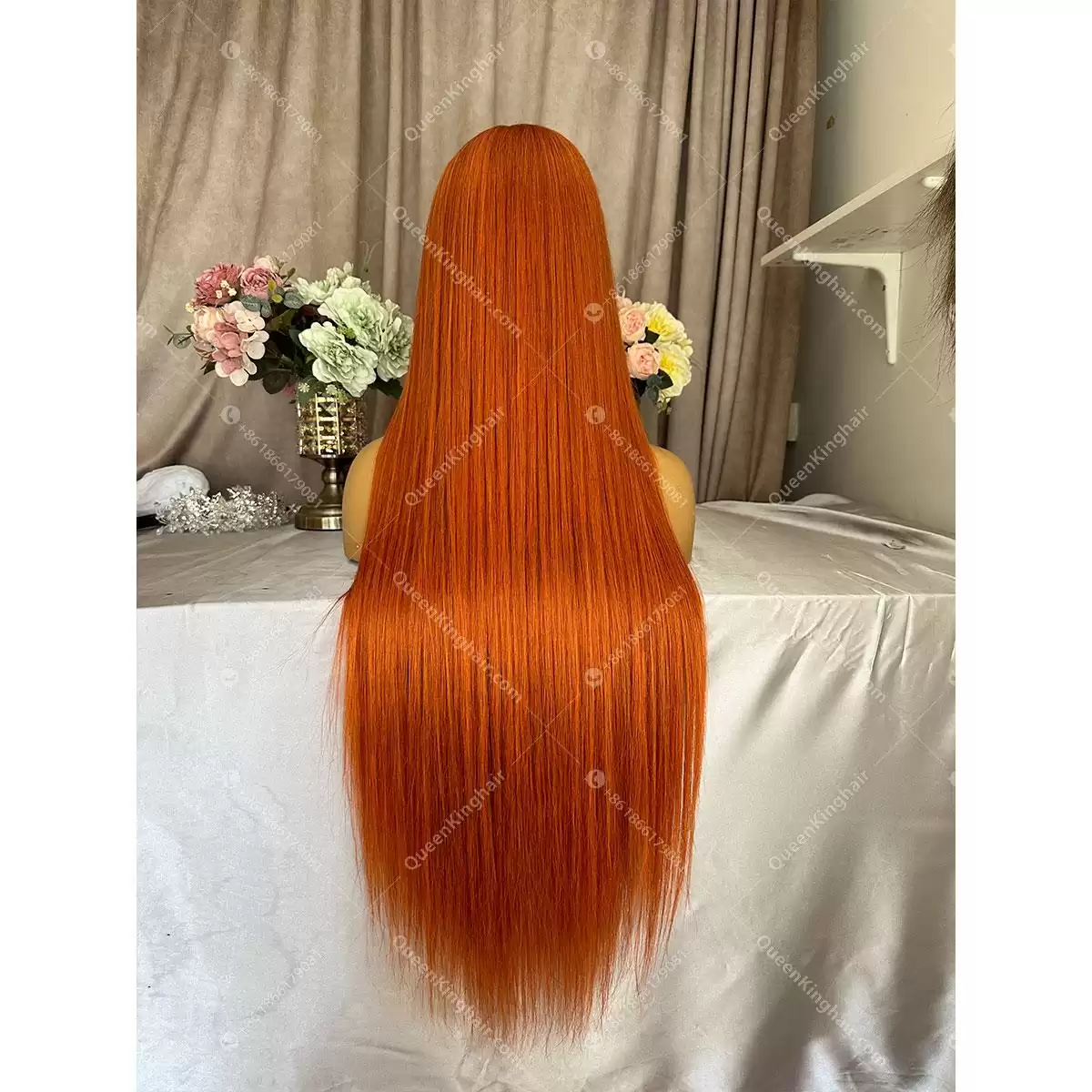 30 inches 13x6 transparent lace 250% density Ginger color hair