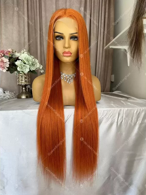 30 inches 13x6 transparent lace 250% density Ginger color hair