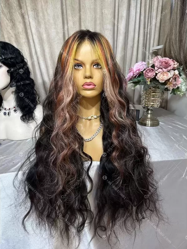 30 inches Hd lace 250% density blonde balayage black remy hair