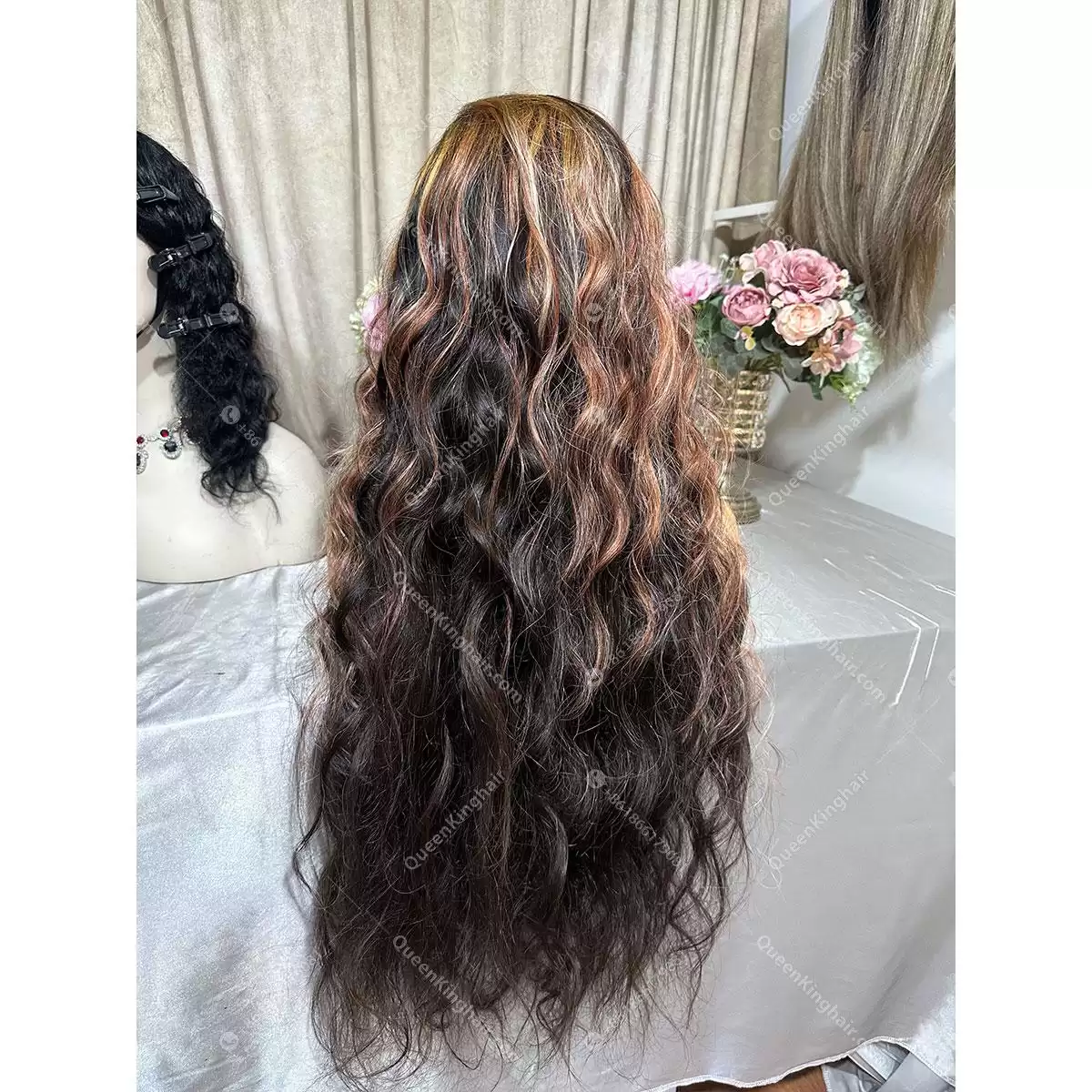 30 inches Hd lace 250% density blonde balayage black remy hair