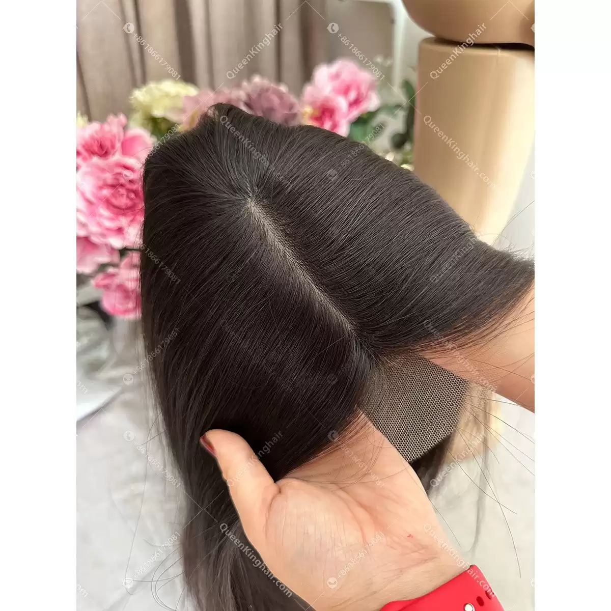 6x6  18 inches  Natural body wave  130 density  Wide middle part Natural black virgin hair Silk base 4x4