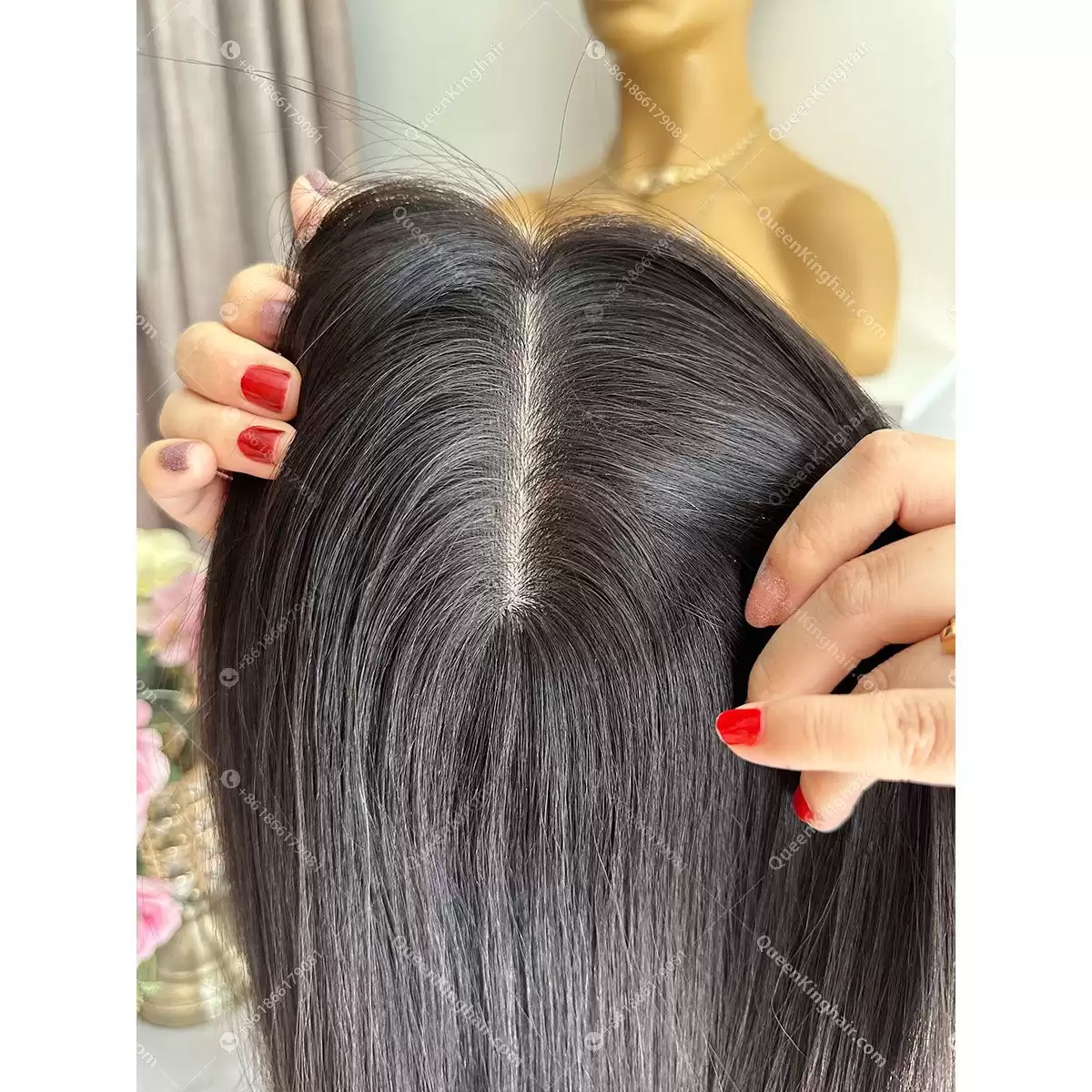 6x6  18 inches  Natural body wave  130 density  Wide middle part Natural black virgin hair Silk base 4x4