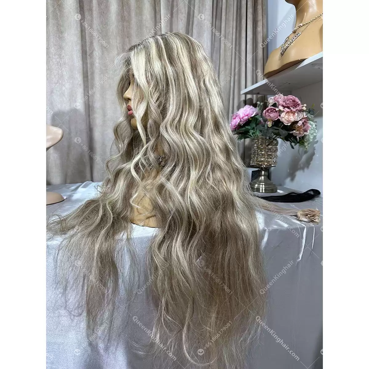 28 inches Blair 13x6 Hd lace 450 grams hair super full density ashy brown with blonde balayage
