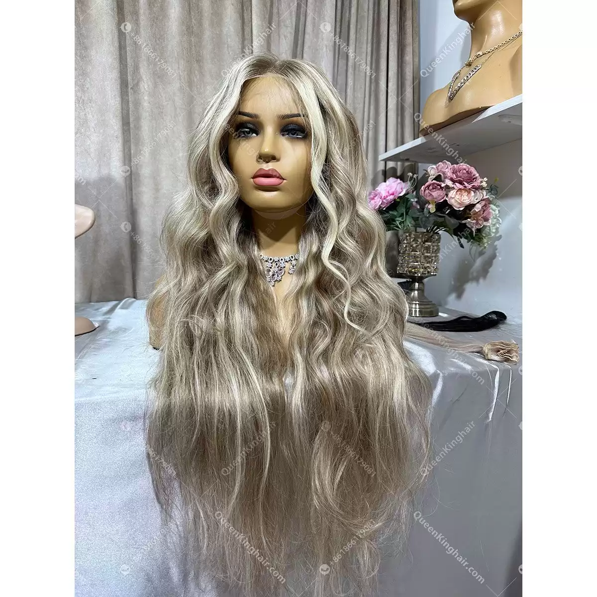 28 inches Blair 13x6 Hd lace 450 grams hair super full density ashy brown with blonde balayage